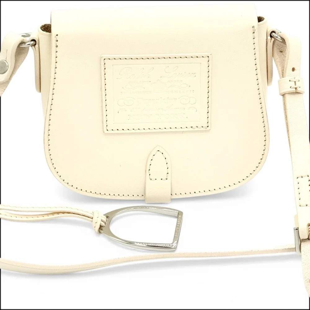 Ralph Lauren Collection Stirrup Mini Satchel Cream Leather Italy Equestrian Bag‎